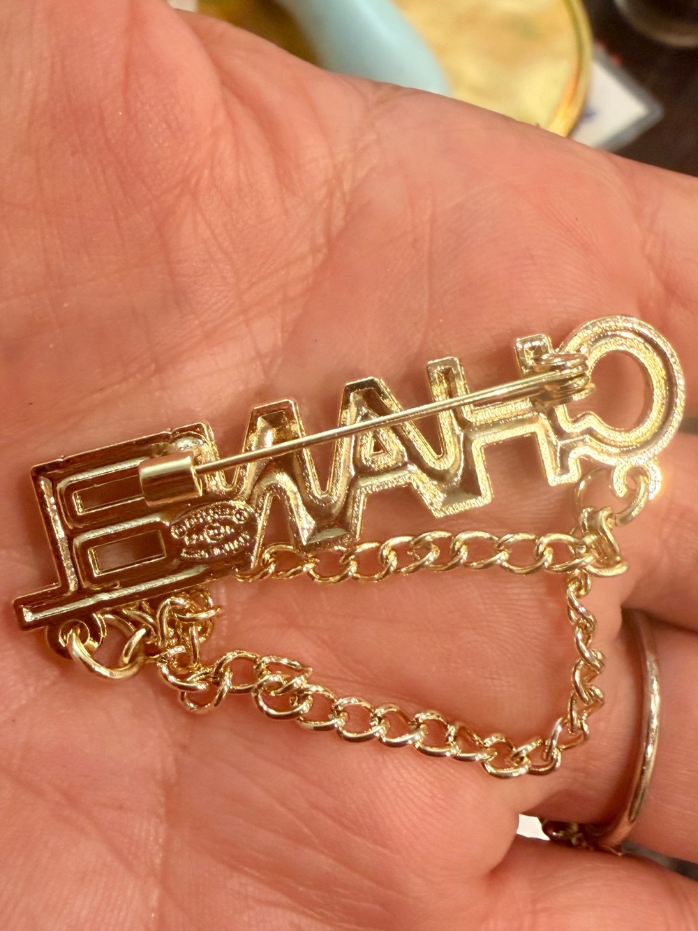New Chanel-Inspired Crystal Logo Brooch Pin | Gold Chain Statement Glam Luxury - Picture 4 of 10